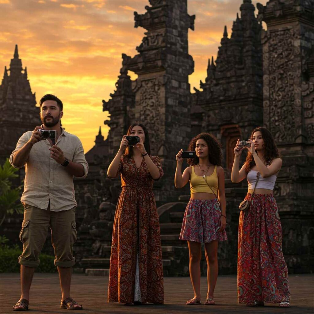 What not to do on a Bali holiday - taking pictures of temples considerately.