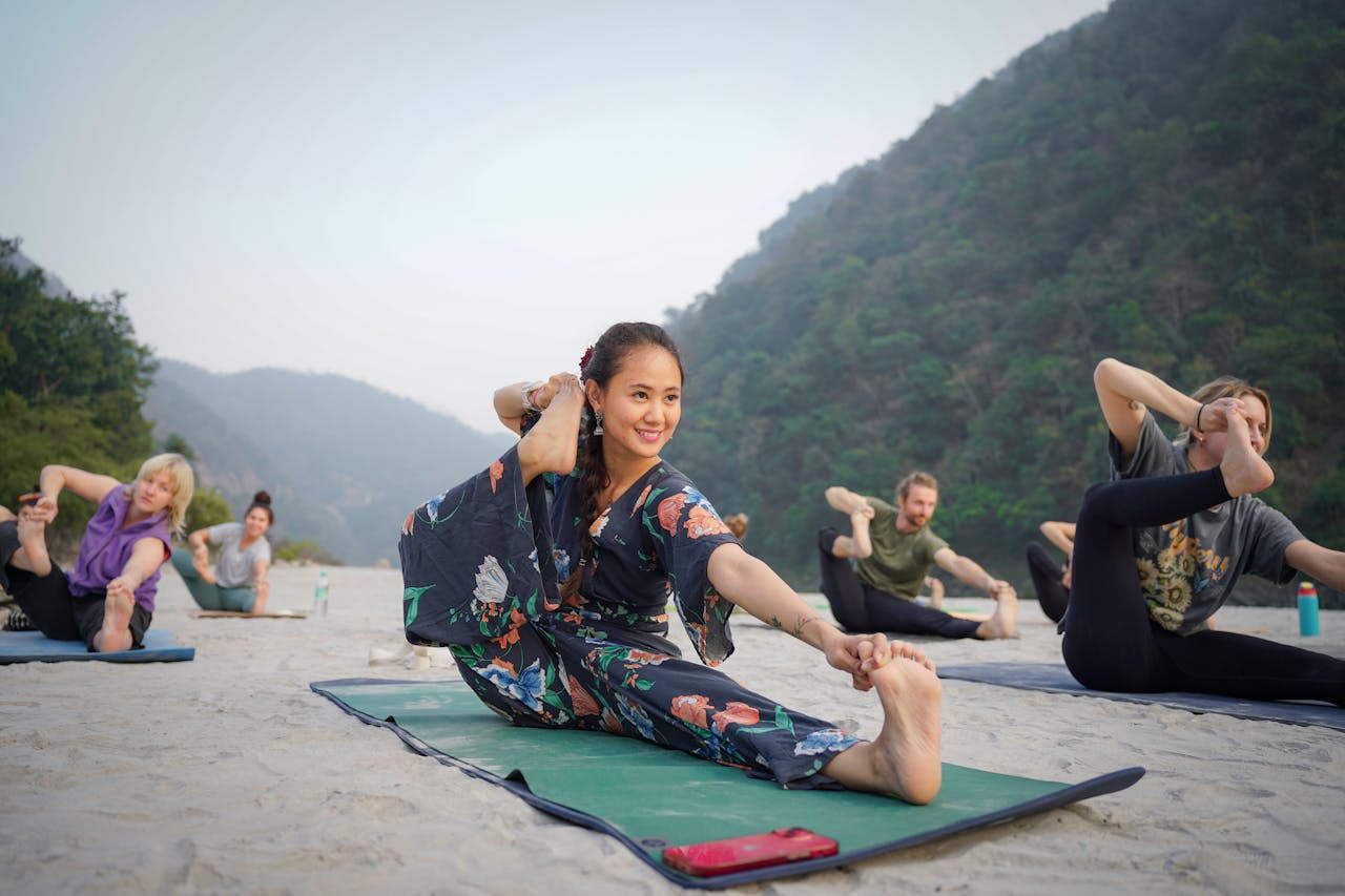 Beyond Corporate Yoga Retreats: Discovering Bali’s Wellness and Yoga Vibes practicing Bali yoga wellness in outdoors